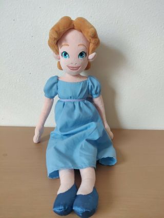 Disney Store Wendy Darling Doll Peter Pan Movie Stuffed Plush 21 " Blue Dress