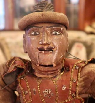 C1890 Antique Early 26 " Primitive Jointed Wooden Puppet Doll