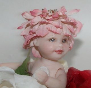 Adorable Ooak Baby In A Rose Doll Garden Resin