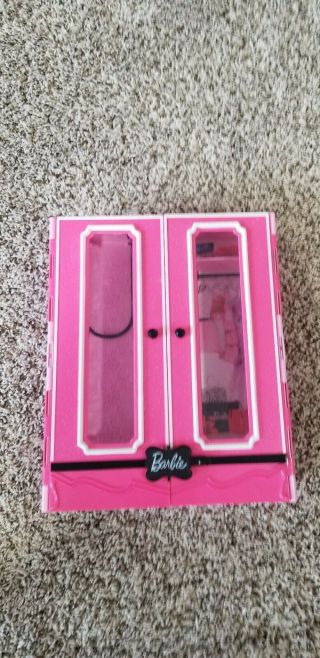 Barbie 2011 Storage Carrying Case Mattel Doll Black Pink Wardrobe Closet Plastic