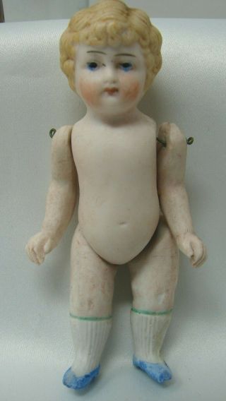 Antique All Bisque Jointed German 4 " Doll