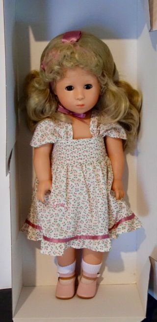 Gotz Doll 18 " Tall Vinyl & Cloth Body - Floral Cotton Dress,  Pink Shoes.