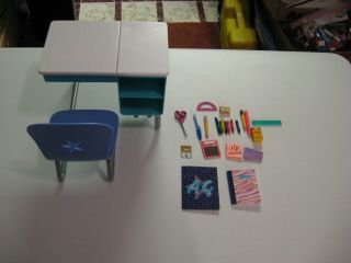 American Girl Doll Flip Top School Desk With Accessories