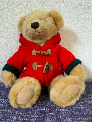 Harrods Of Knightsbridge 2003 Christmas Bear With Red Hooded Coat,
