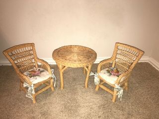 American Girl,  Pleasant Company,  Samantha Wicker Table And Chairs Set,