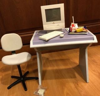 American Girl Of Today Mini Macintosh Computer Desk,  Chair And School Supplies