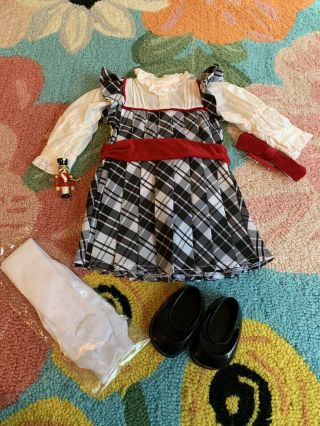 American Girl Doll Retired Holiday Dress W/headband,  Tights,  Shoes