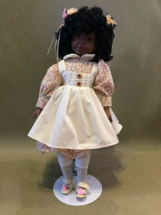 African American Black 18 " Porcelain Doll Cloth Body