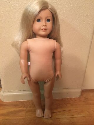 Pleasant Company Doll 18 " American Girl Blonde Hair Blue Eyes Nude