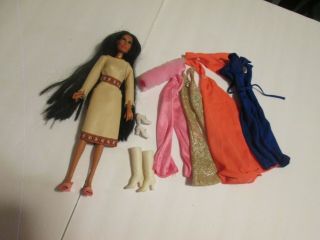 Vintage Cher Doll By Mego/ With Extra Clothes 3 Pr Shoe/ Cherokee Dress Is Vinyl