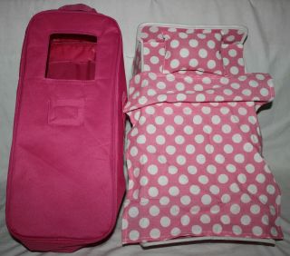 Badger Basket Doll Carrier Case With Travel Bed & Bedding For 18 Inch Dolls Pink