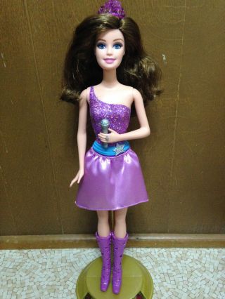 Barbie The Princess & Popstar Singer Keira Purple Dressed Crown Skirt Mic Doll