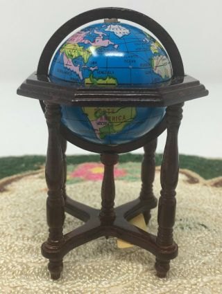 Fantastic Merchandise Dollhouse Miniature Fine Carved Globe Wood Stand Library