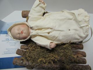 Ashton - Drake Galleries Porcelain Doll Baby Jesus In Manger,  " Oh Holy Night " 1993