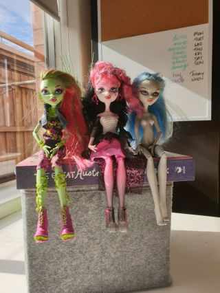 Monster High Dolls,  Bulk Lot; Venus Mcflytrap,  Ghoulia Yelps,  Draculaura