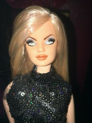 Barbie Ooak Long Blonde Reroot Hair And Black Sequined Gown