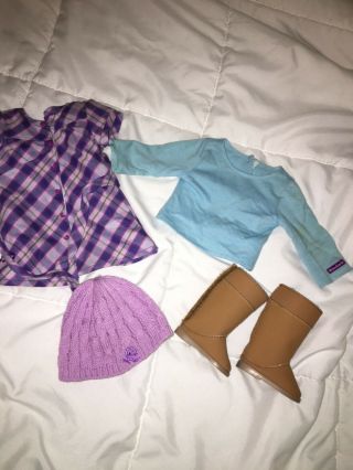 American Girl Doll Purple Plaid Dress Outfit