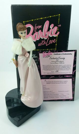 1993 Enesco Mattel Enchanted Evening Porcelain Bisque Musical Barbie Figurine Le