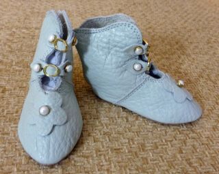 80mm - All Leather " French " Doll Boots For Antique Doll,  Doll Shoes