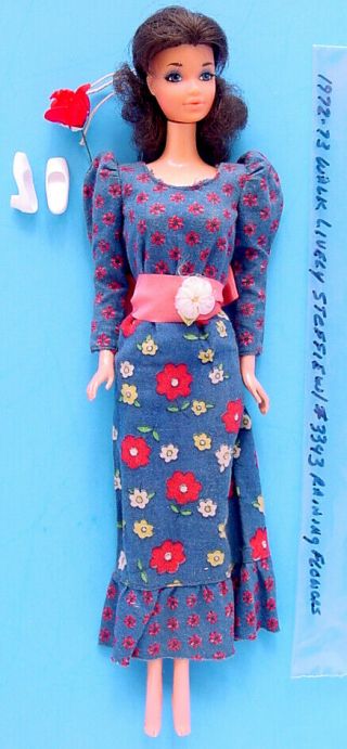 1972 - 73 Walk Lively Steffie Doll 1183 In Raining Flowers Outfit 3343
