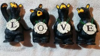 Bearfoots Black Bears Spell Love.  4 Bears Total.  1 For Each Letter L O V E