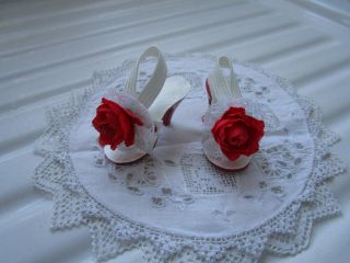 Madame Alexander Cissy Blue Red Cabbage Rose High Heel Mules - Copies Of Htf