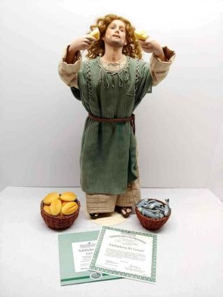 Ashton Drake Multiplying The Loaves Miracle Jesus Porcelain Doll With 2