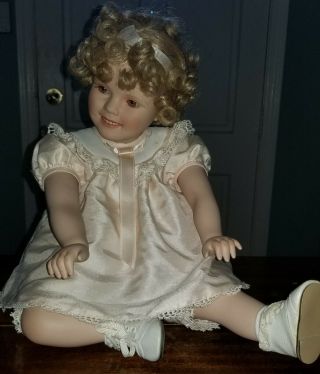 Shirley Temple Porcelain Doll 11 " Seated By Elke Hutchens From Danbury