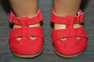 American Girl Doll Kit Sandals From 1934 Swimsuit Red Canvas Shoes With Buckle