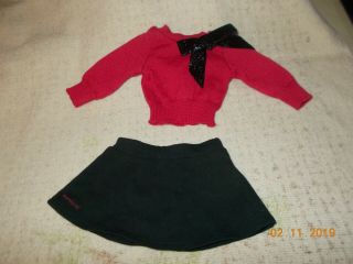American Girl Doll Sparkle Bow Red Sweater Black Skirt Outfit Retired