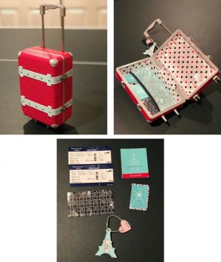 American Girl Grace Thomas Travel Set Red Luggage Suitcase & Accessories Retired
