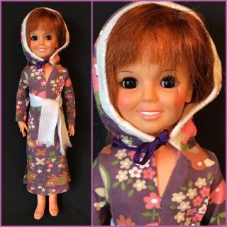 18” 1970’s “crissy With Red Grow Hair” Ideal Doll Co.  M Hooded Dress
