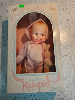 Cameo 12 " Vinyl Kewpie Doll Dressed In Pink Green Bunny Suit W/box