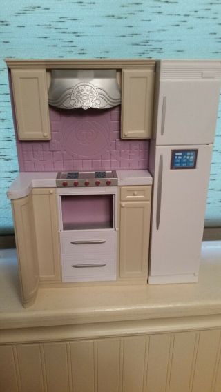 Kitchen/bedroom Wall To Barbie Mattel My House Fold Up Dollhouse Play Set