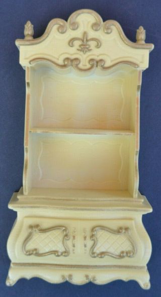 Vintage Barbie Susy Goose Furniture China Hutch W/ Drawer Gold Accent