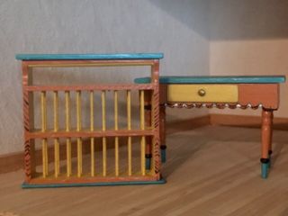 Rustic Southwest Buffet Table & Plate Rack Artisan Signed 1:12 Scale Miniature 2
