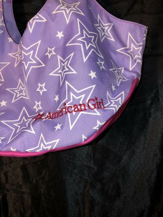 AMERICAN GIRL 2 Doll Carrier Tote Bag Purple - Pink - White Stars. 2