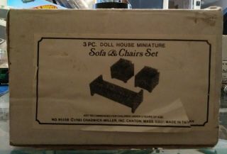 1981 Concord Chadwick Miller 3pc Doll House Mini Sofa & Chairs Set HTF RARE 2