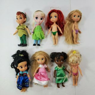 Disney Mini Dolls Princess Peter Pan Ariel Rapunzel Tinkerbell Set Of 8