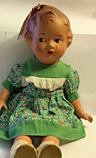 Vintage Composition Hair Bow Peggy Doll Side Glancing 18 " Just Sweet