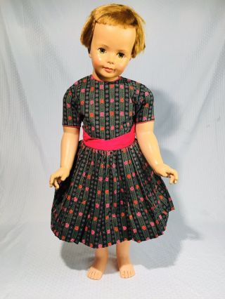 Vintage 50s - 60s Grey & Hot Pink School Dress For 35” Patti Playpal Doll Clothes