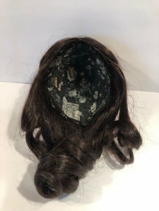 Vintage 100 Human Hair Doll Wig Brown Brunette Size 10 Curls in Set 3