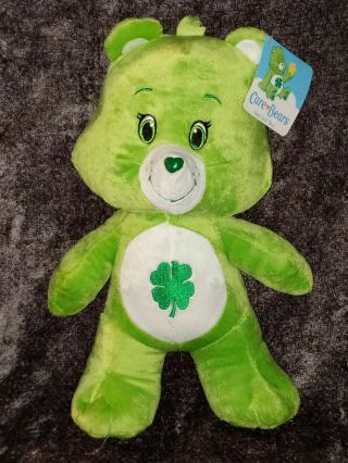 2016 Care Bear Good Luck Shamrock Clover Patricks Plush Stuffed Animal 13 " Tags