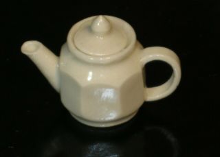 Sam Dunlap White Porcelain Octagonal Tea Pot W/ Lid Artisan Dollhouse Miniature