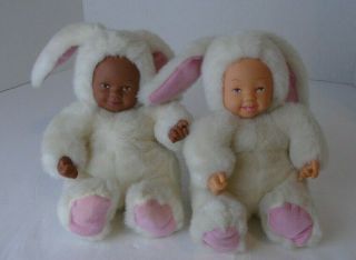 Anne Geddes Baby Doll Bunny Rabbits Light And Dark Skin Dd