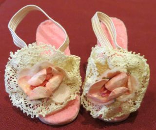 Cissy Pink Mules With Cabbage Rose Flower