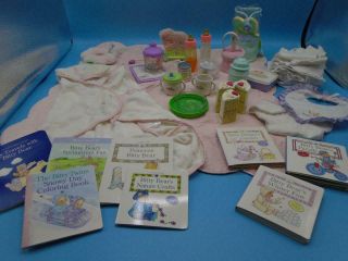 American Girl Doll Biddy Baby Accessories Diapers Bottles Wipes Cups Bibs Book