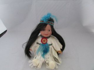 Golden Keepsake Heirloom Native American Doll Ceramic Porcelain Seated