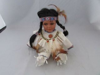 Vintage Native American Doll Ceramic Porcelain Seated