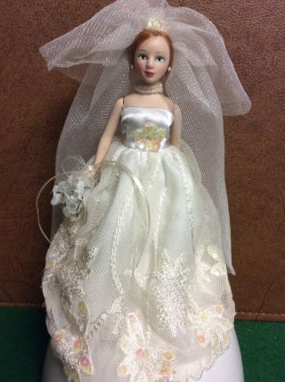Dollhouse Miniature Artisan Porcelain Bride Doll 6 " Gorgeous Dress